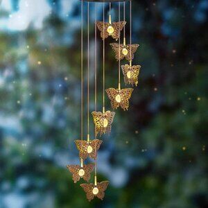 NEW Solar Butterfly Wind Chimes Outdoor Hanging -  Butterfly Waterproof Lights